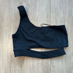 Black One Shoulder Crop Top